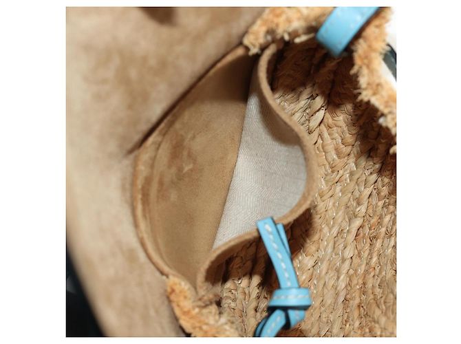 LOEWE Gate Bag Shoulder Bag Raffia Light Blue Gold - vista 23