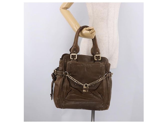 Chloé Chloe Paddington Hand Bag Leather Brown Gold - vista 24