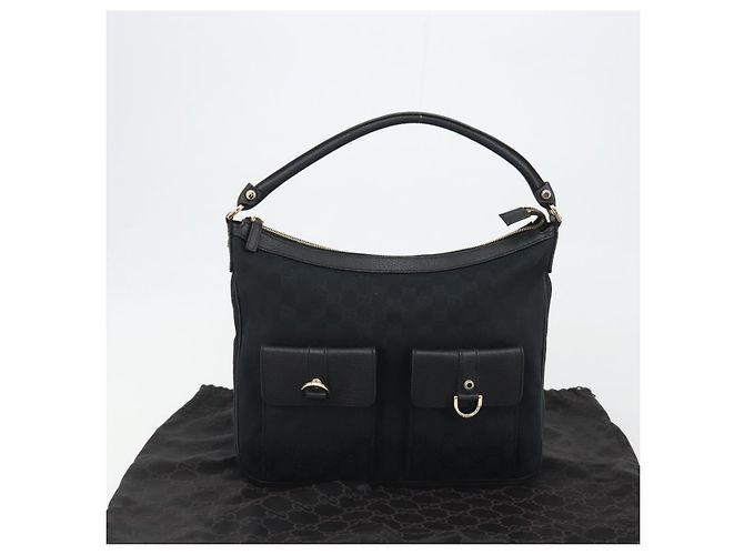 GUCCI GG Canvas Abbey Shoulder Bag Black Silver Silver 153025 - vista 12