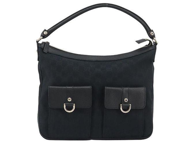 GUCCI GG Canvas Abbey Shoulder Bag Black Silver Silver 153025 - vista 13