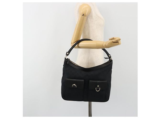 GUCCI GG Canvas Abbey Shoulder Bag Black Silver Silver 153025 - vista 25