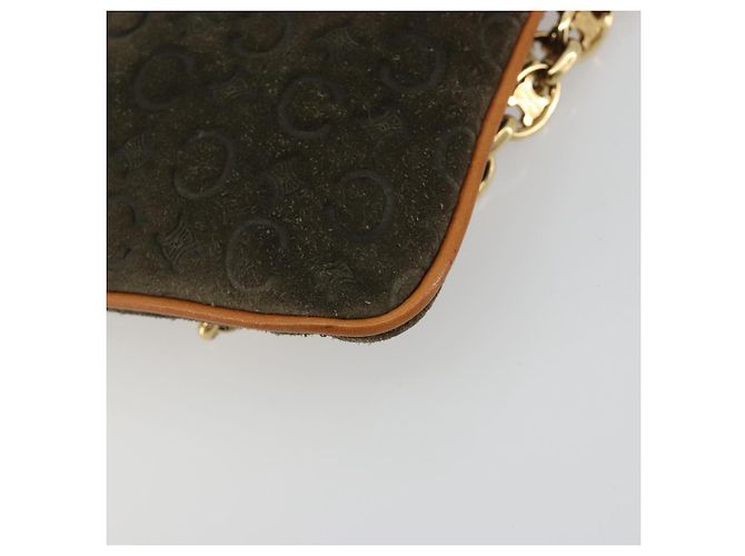 Céline CELINE C Macadam Chain Clutch Bag Suede Brown Gold - vista 15