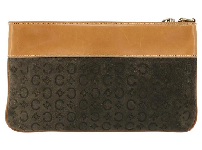 Céline CELINE C Macadam Chain Clutch Bag Suede Brown Gold - vista 2