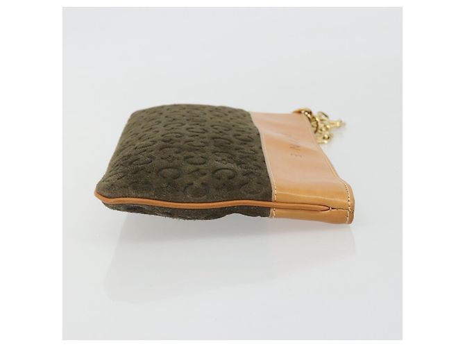 Céline CELINE C Macadam Chain Clutch Bag Suede Brown Gold - vista 3