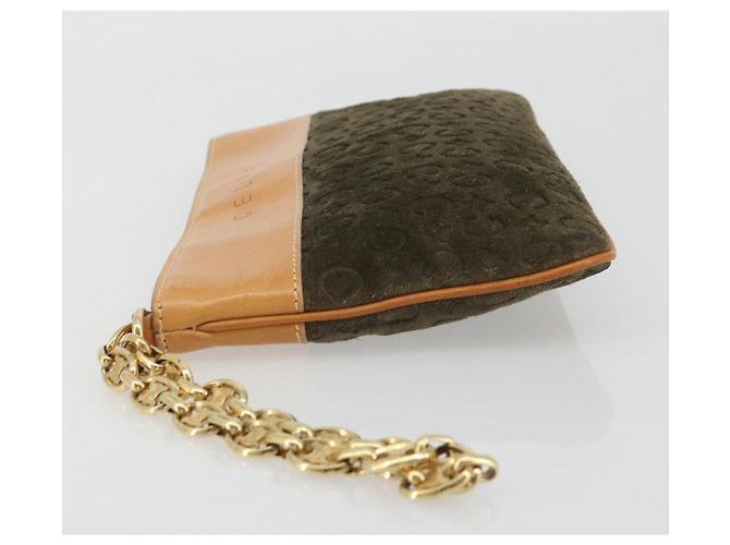 Céline CELINE C Macadam Chain Clutch Bag Suede Brown Gold - vista 4