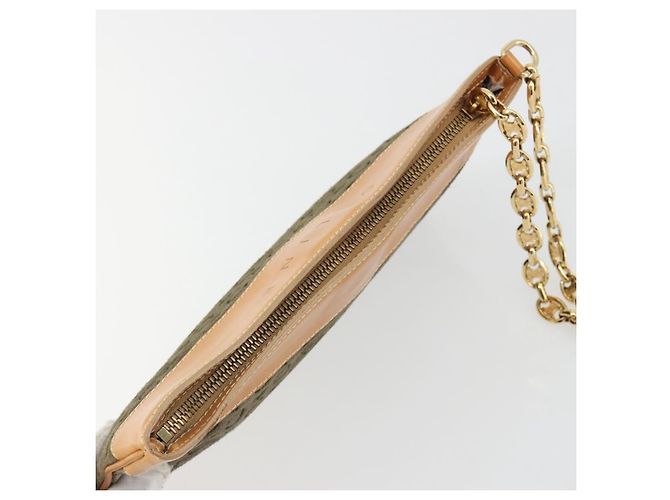 Céline CELINE C Macadam Chain Clutch Bag Suede Brown Gold - vista 5