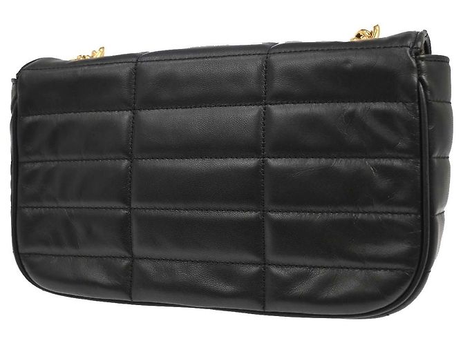 Céline Celine Logo Chain Flap Quilted Goatskin Small Nero - vista 2
