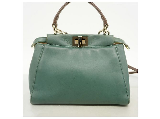 Fendi Peekaboo Lederhandtasche Olivgrün - Ansicht 10