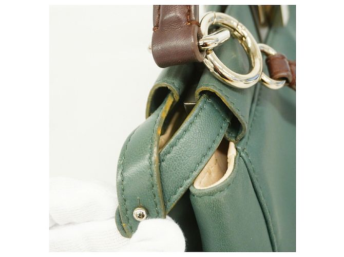 Fendi Peekaboo Lederhandtasche Olivgrün - Ansicht 7