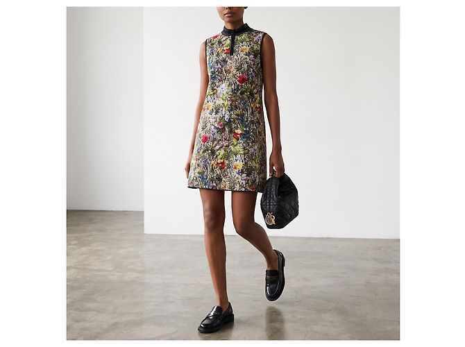 Christian Dior Blumenmuster Kleid mit Reißverschluss Mehrfarben - Ansicht 2