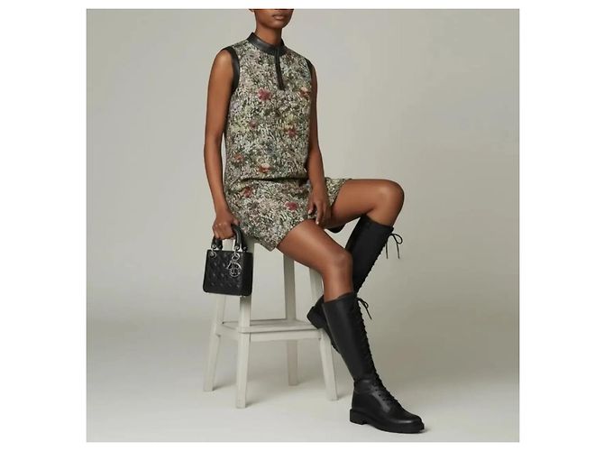 Christian Dior Blumenmuster Kleid mit Reißverschluss Mehrfarben - Ansicht 5