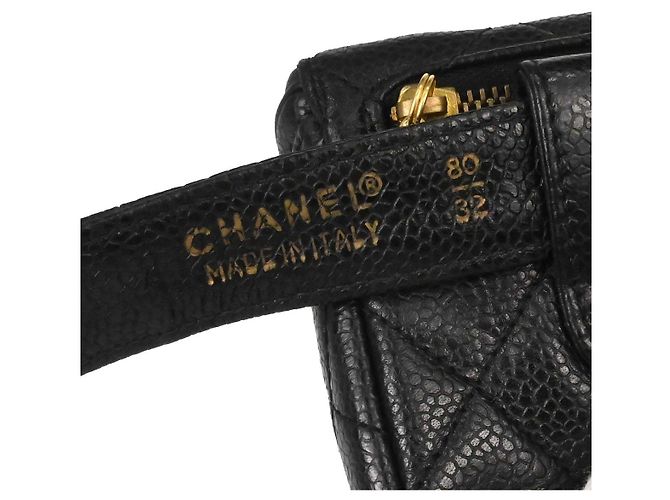 Cintura vintage con zip Chanel Quilted Caviar Small Nero - vista 4