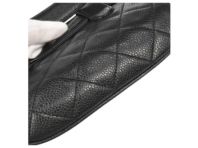 Cintura vintage con zip Chanel Quilted Caviar Small Nero - vista 7