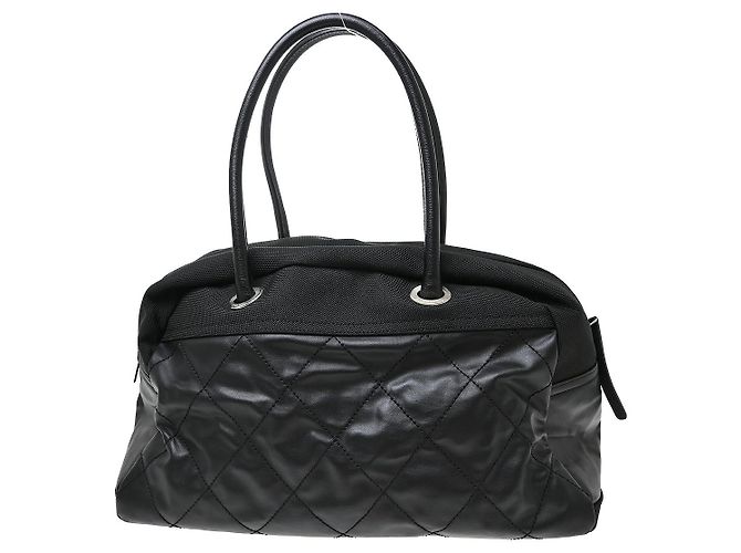 Chanel Biarritz Duffle Quilted Canvas Large Nero - vista 2