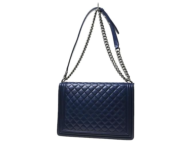Chanel Boy Lambskin Large Blu - vista 2