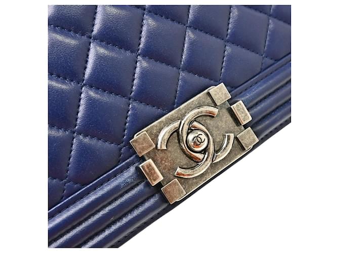 Chanel Boy Lambskin Large Blu - vista 7