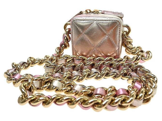 Chanel Like A Wallet Clutch With Chain Quilted Gradient Metallic Lambskin Mini Rosa - vista 2