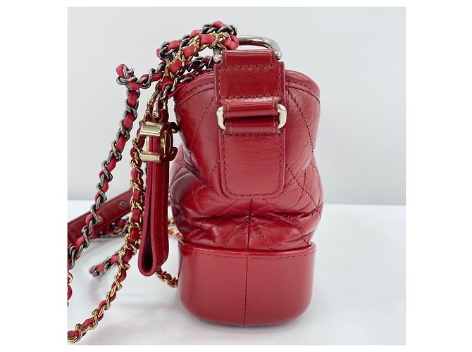 Borsa a tracolla Chanel Gabrielle de in trasparente e rosso - vista 3