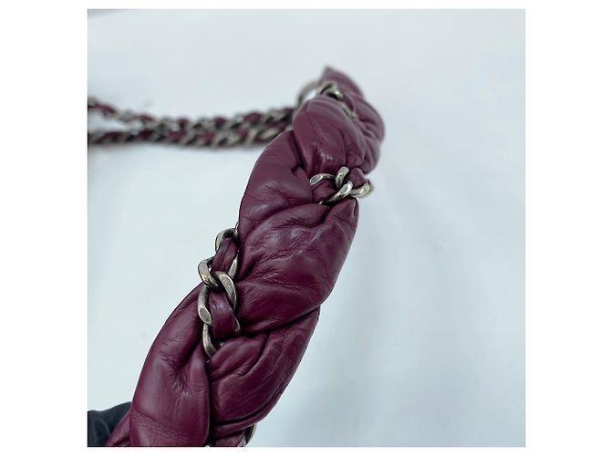 Borsa Chanel Matelassé in rosso vino Bordò - vista 9