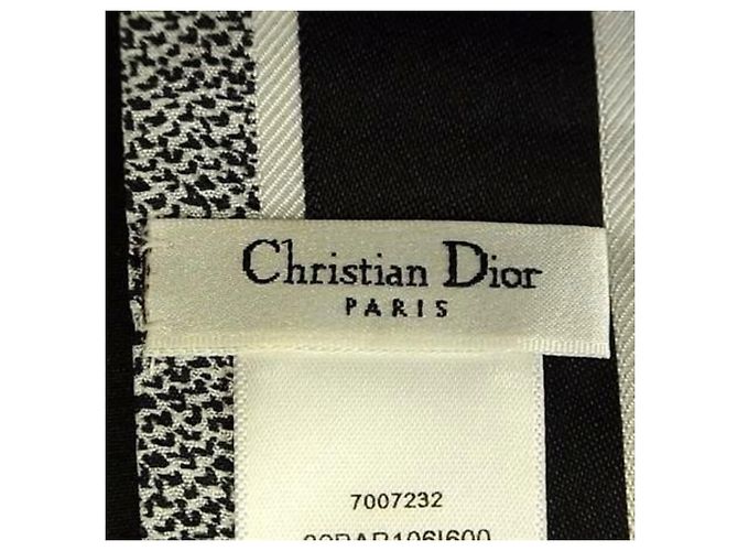 Sciarpa in seta bianca e nera Christian Dior Nero Bianco - vista 3