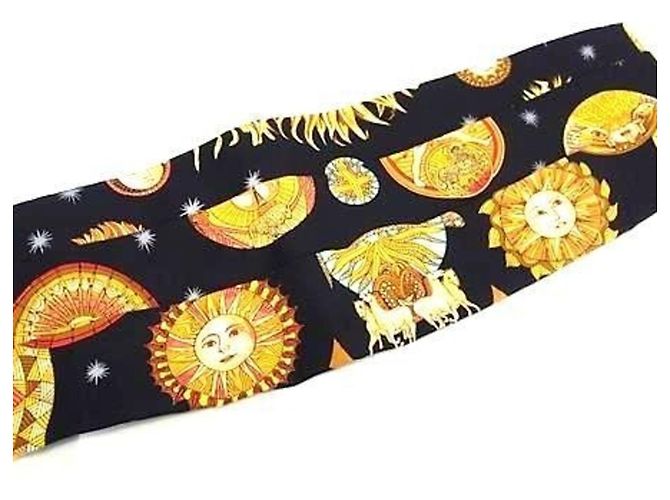 Hermès HERMES LE ROY SOLEIL (Sun King) Set Fascia Cummerbund e Papillon Nero Multicolore Giallo - vista 5