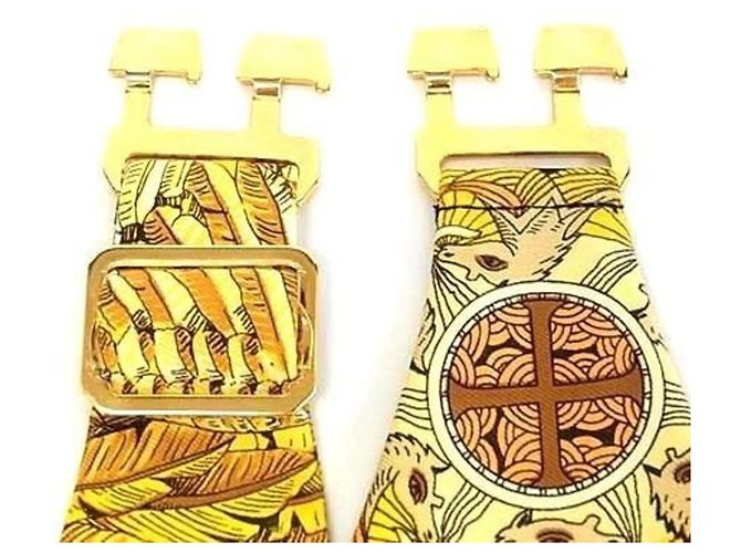 Hermès HERMES LE ROY SOLEIL (Sun King) Set Fascia Cummerbund e Papillon Nero Multicolore Giallo - vista 7