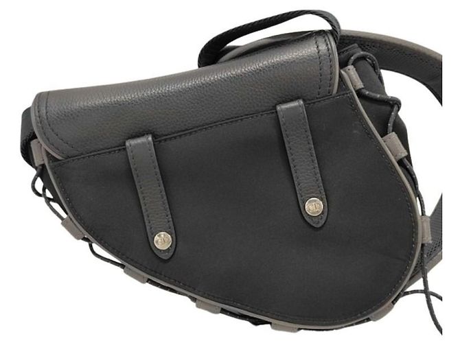 Borsa a tracolla Christian Dior in nylon nero e pelle - vista 2