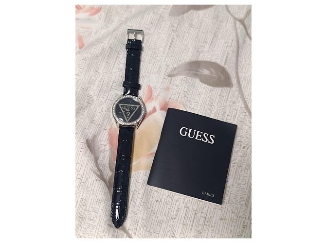 Guess Damenuhr Schwarz Leder Strass - Ansicht 5