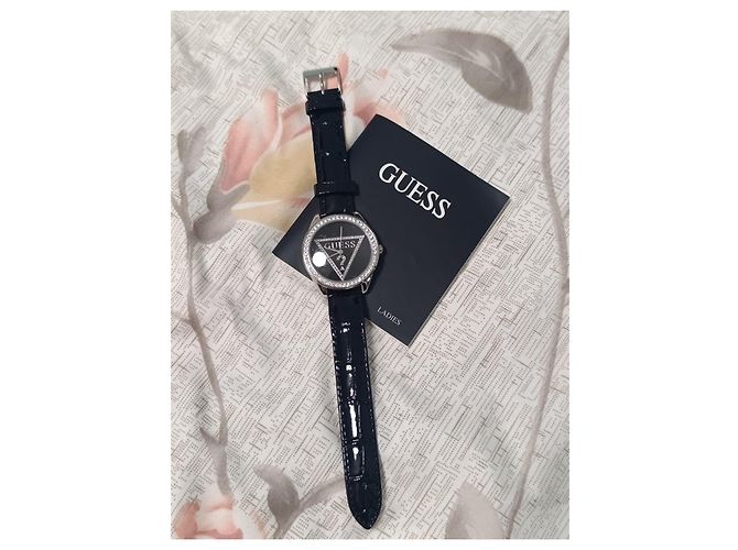 Guess Damenuhr Schwarz Leder Strass - Ansicht 8