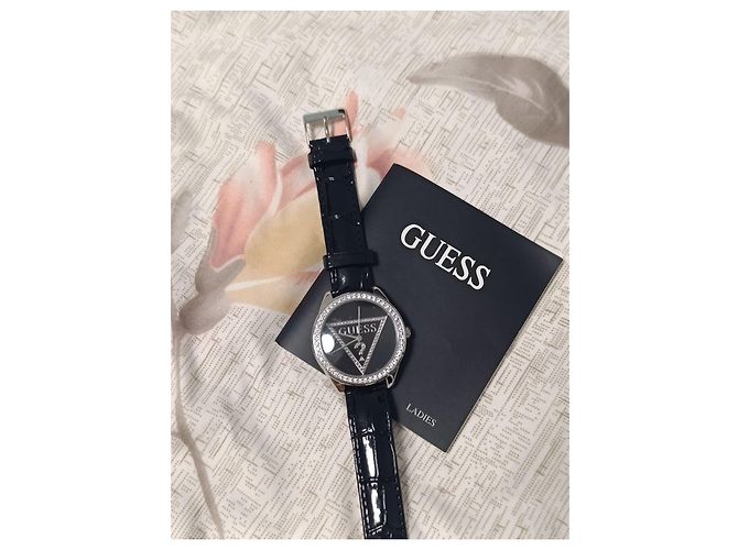 Guess Damenuhr Schwarz Leder Strass - Ansicht 9