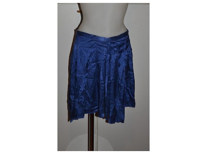 Pierre Balmain Falda asimétrica plisada de seda azul - vista 2