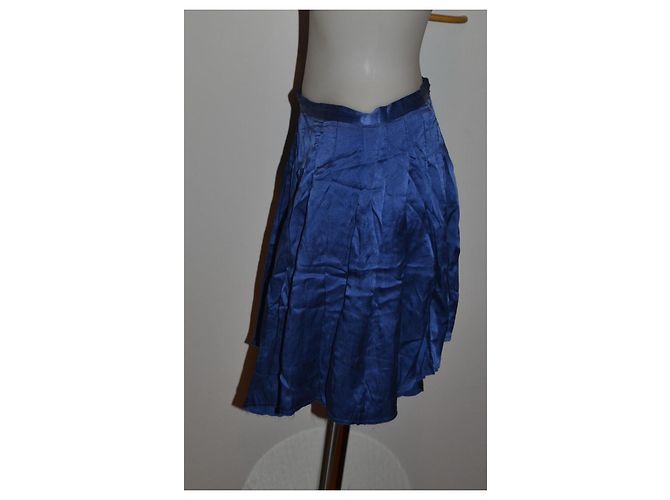 Pierre Balmain Falda asimétrica plisada de seda azul - vista 3