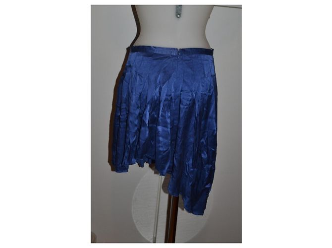 Pierre Balmain Falda asimétrica plisada de seda azul - vista 4