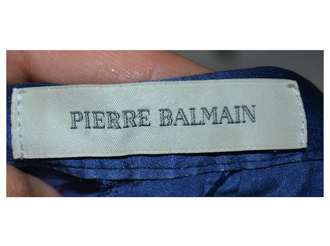 Pierre Balmain Falda asimétrica plisada de seda azul - vista 5