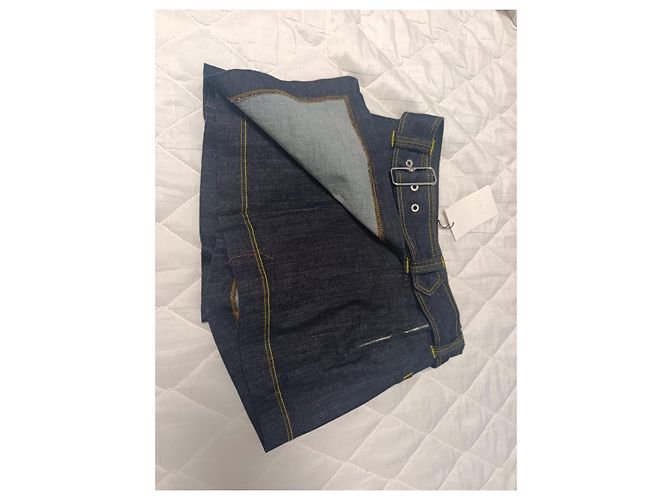 Zara Denim-Rockhose in Dunkelblau mit Gürtel - Ansicht 4