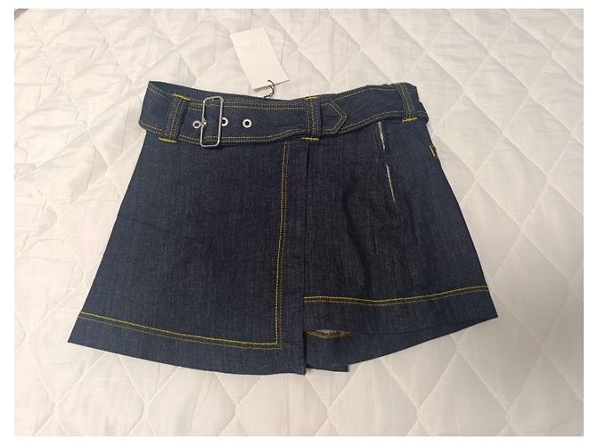 Zara Denim-Rockhose in Dunkelblau mit Gürtel - Ansicht 5
