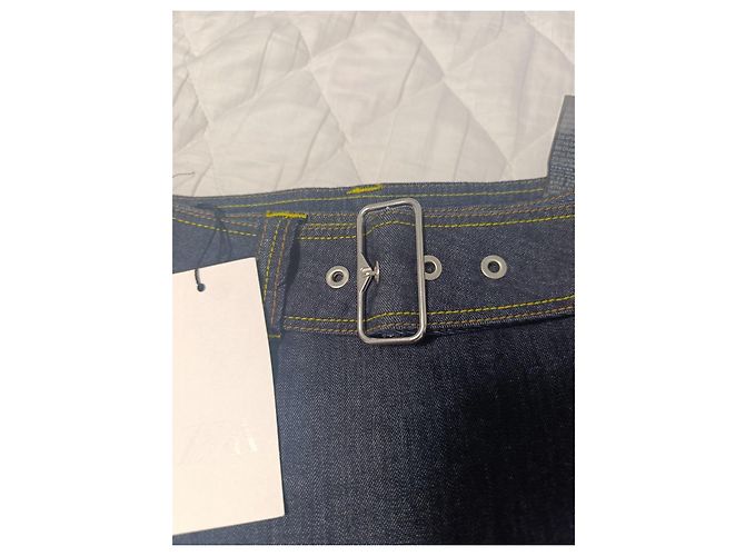 Zara Denim-Rockhose in Dunkelblau mit Gürtel - Ansicht 7
