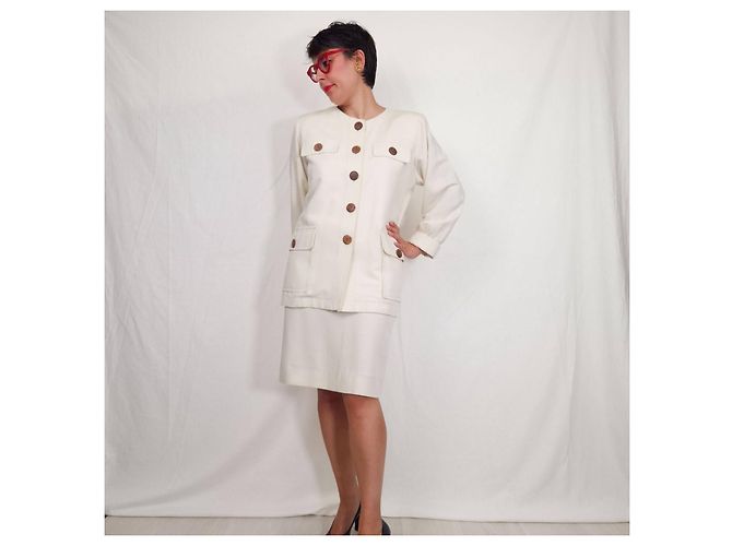 Conjunto de saia branco Yves Saint Laurent Variation em viscose - vista 11