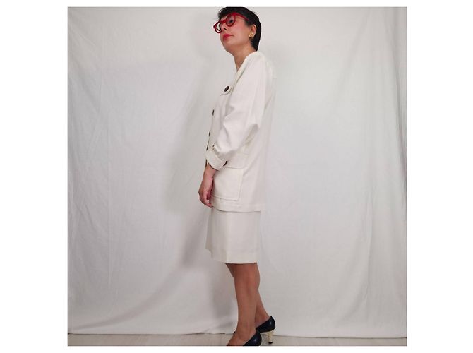 Conjunto de saia branco Yves Saint Laurent Variation em viscose - vista 12