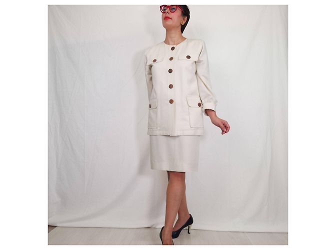 Conjunto de saia branco Yves Saint Laurent Variation em viscose - vista 4