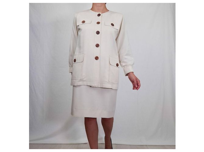 Conjunto de saia branco Yves Saint Laurent Variation em viscose - vista 6
