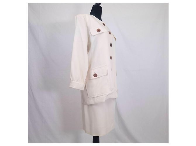 Conjunto de saia branco Yves Saint Laurent Variation em viscose - vista 9
