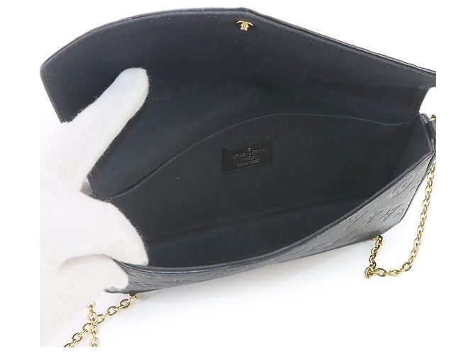 Louis Vuitton Monogram Empreinte Pochette Felicie Chain Wallet Nero - vista 7