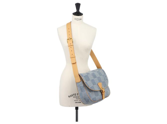 Bolso de hombro Louis Vuitton Montsouris MM Damier Denim Castaño Azul - vista 10