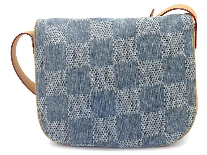 Bolso de hombro Louis Vuitton Montsouris MM Damier Denim Castaño Azul - vista 2