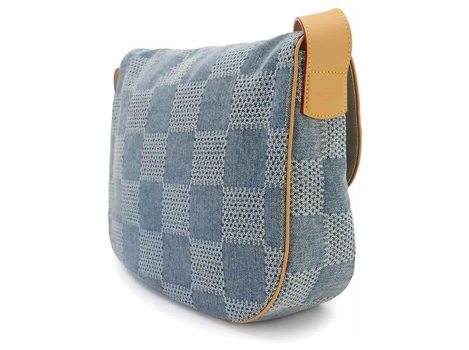 Bolso de hombro Louis Vuitton Montsouris MM Damier Denim Castaño Azul - vista 3