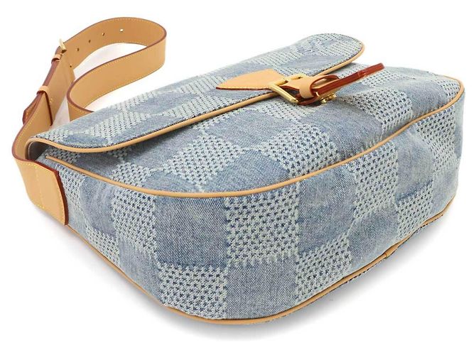 Bolso de hombro Louis Vuitton Montsouris MM Damier Denim Castaño Azul - vista 4
