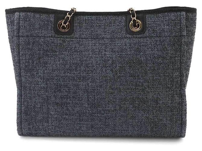 Chanel Deauville MM Shopper mit Kette Marineblau - Ansicht 3