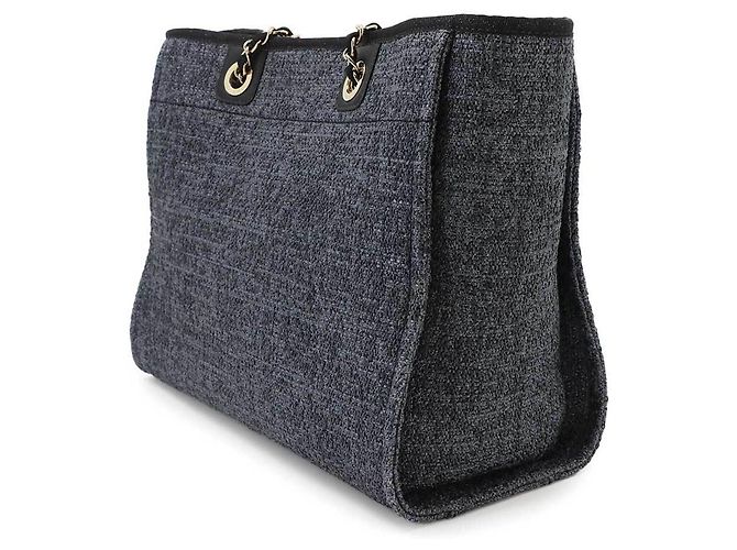 Chanel Deauville MM Shopper mit Kette Marineblau - Ansicht 4