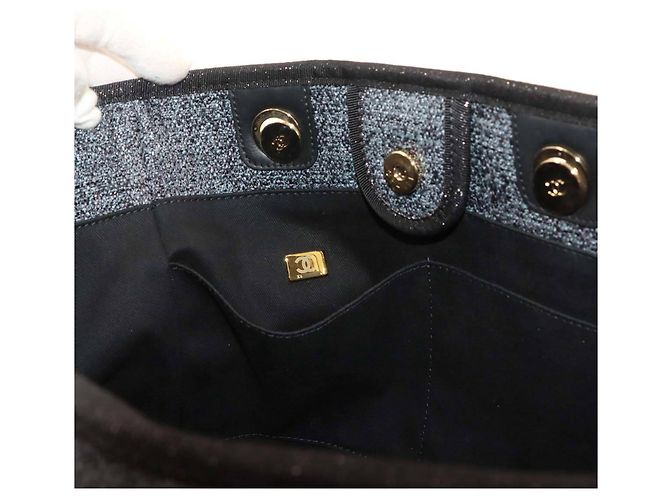 Chanel Deauville MM Shopper mit Kette Marineblau - Ansicht 9